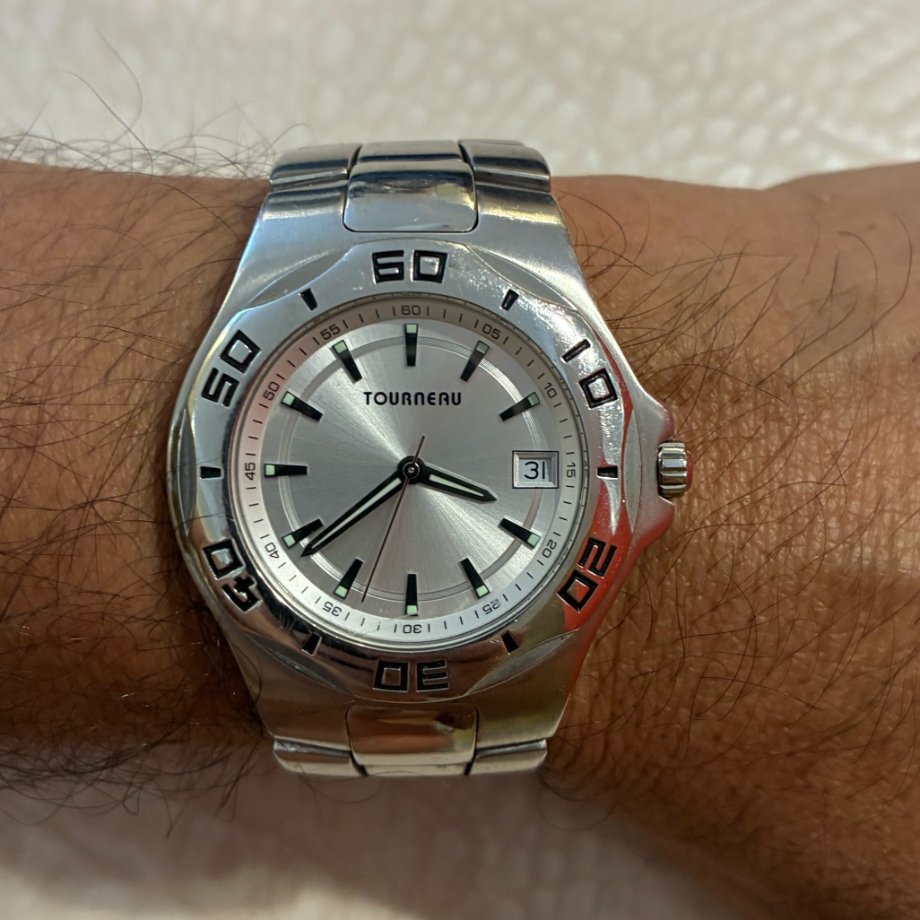 Tourneau Silver And Black Mens Watch